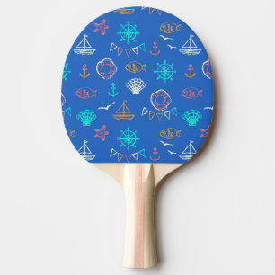 Raquete De Ping Pong Teste padrão náutico 1 do desenho de giz