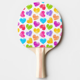 Raquete De Ping Pong Teste padrão pastel feminino dos corações do am