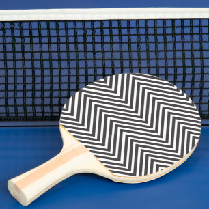 Raquete De Ping Pong Teste padrão preto e branco de Chevron
