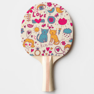 Raquete De Ping Pong Teste padrão romântico colorido