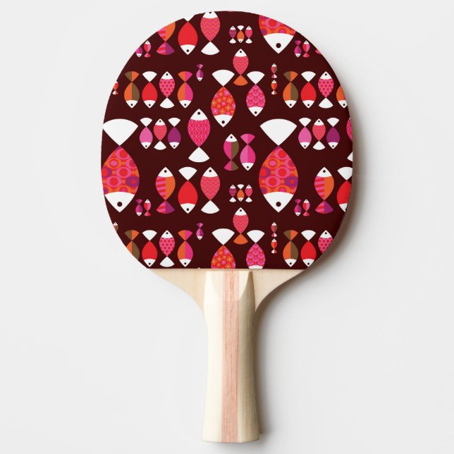 Raquete De Ping Pong Teste padrão subaquático dos peixes retros (Frente)