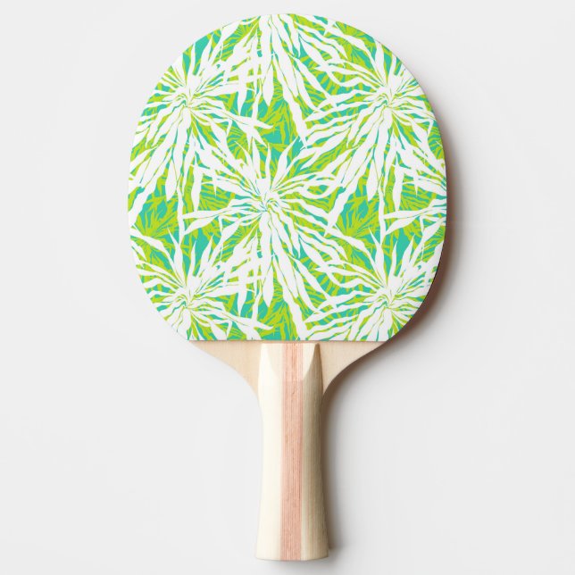 Raquete De Ping Pong Teste padrão tropical das folhas de palmeira (Frente)