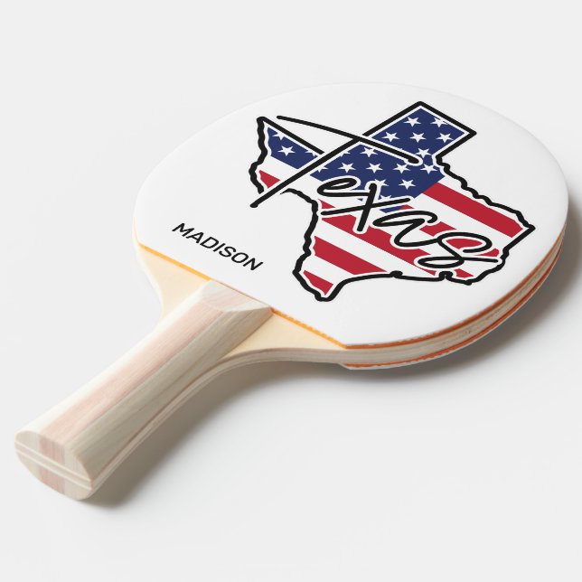 Raquete De Ping Pong Texas de nome personalizado (Frente inclinada)