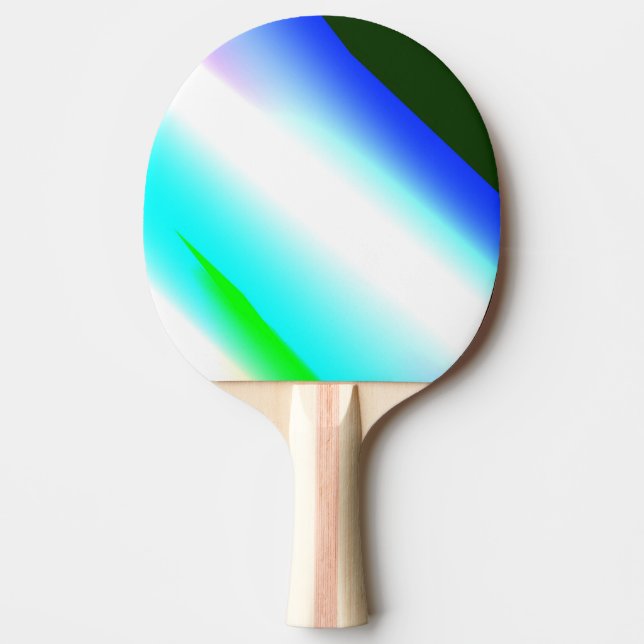 Raquete De Ping Pong Texto azul verde do arco-íris abstrato (Frente)