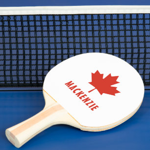 Raquete De Ping Pong Texto do Nome do Dia do Canadá Flag Red Maple Leaf