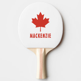 Raquete De Ping Pong Texto do Nome do Dia do Canadá Flag Red Maple Leaf