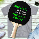 Raquete De Ping Pong Texto Personalizado Do Nome O Campeão Real Persona<br><div class="desc">Personalize o texto e crie facilmente a sua pá de ping personalizada. Clique em PERSONALIZAR AINDA para alterar a cor do texto. Você pode TRANSFERIR este DESIGN em outros produtos do Zazzle e ajustá-lo ao ajustado da maioria dos itens do Zazzle. Os designs Standard Studio são feitos em gráficos vetoriais...</div>