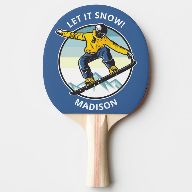 Raquete De Ping Pong Texto personalizado & nome SNOWBOARDER (Frente)