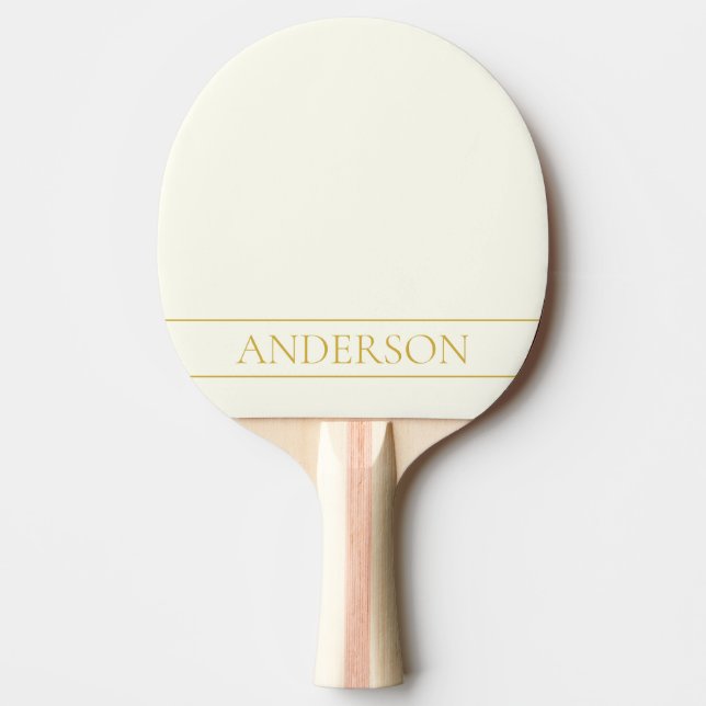 Raquete De Ping Pong Texto Personalizável Elegante Simples | Branco Dou (Frente)