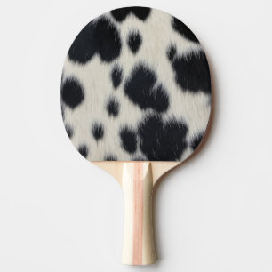 Raquete De Ping Pong textura de couro de vaca preto e branco pele anima