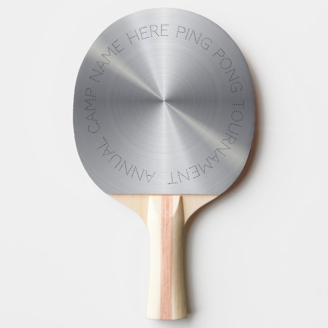 Raquete De Ping Pong Textura Radial Metálica de Prata Personalizada (Frente)