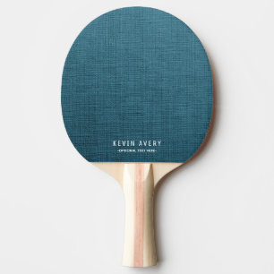 Raquete De Ping Pong Textura simples de linho azul personalizada