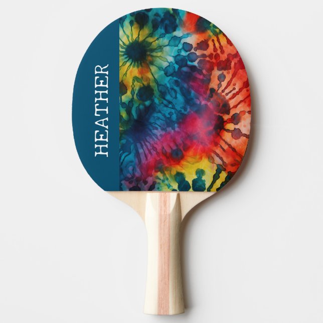 Raquete De Ping Pong Tie Dye Colorful Monographic Name (Frente)