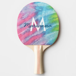 Raquete De Ping Pong Tie Dye Pink Monograma Nome Retroativo Hippie