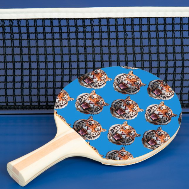 Raquete De Ping Pong Tiger Head Pattern Design Blue  (Insitu)