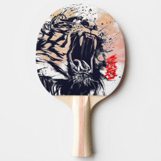 RAQUETE DE PING PONG TIGER PINTADO E KANJI ESPERAM FÉ E AMOR