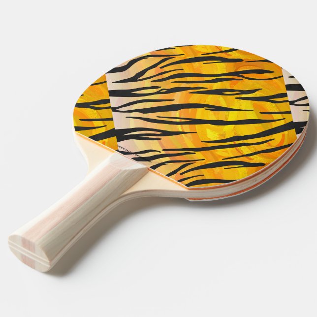 Raquete De Ping Pong Tigre Impressão de preto e laranja (Frente inclinada)