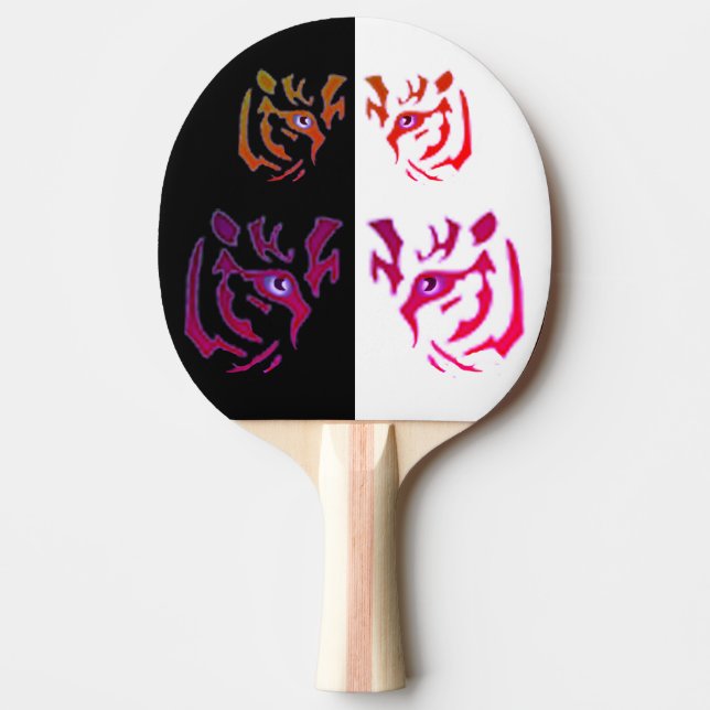 Raquete De Ping Pong Tigre preto e branco (Frente)