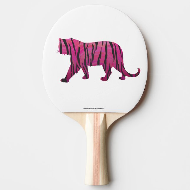 Raquete De Ping Pong Tigre-Silhueta Rosa e Preto (Frente)