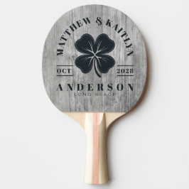 Raquete De Ping Pong Timber Cinza Crista de Casamento Trevo da Sorte Ir