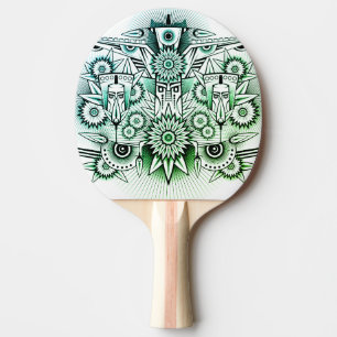 Raquete De Ping Pong Tint verde Design Tribal