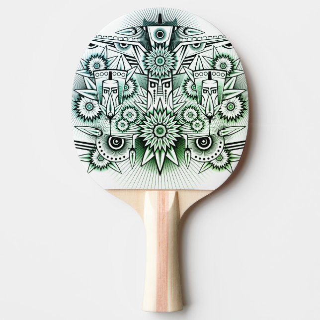 Raquete De Ping Pong Tint verde Design Tribal (Frente)