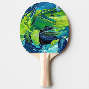 Raquete De Ping Pong Tinta Acrílica Abstrata em Azul