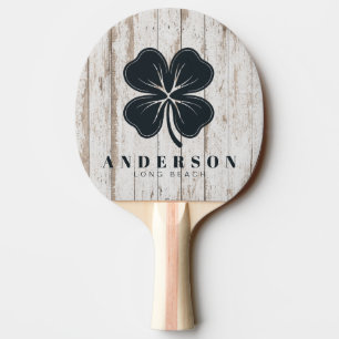Raquete De Ping Pong Tinta Branca Quadro de Madeira Trevo de Quatro Fol