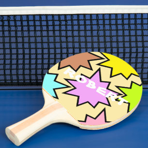 Raquete De Ping Pong Tipografia de nome de banda desenhada colorida per