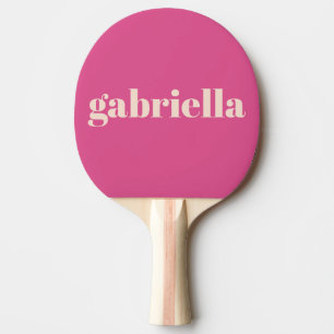 Raquete De Ping Pong Tipografia Personalizada de Nome em Rosa Quente e