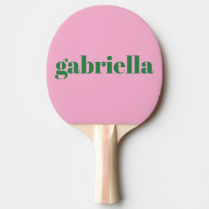 Raquete De Ping Pong Tipografia Personalizada em Rosa e Verde em Negrit