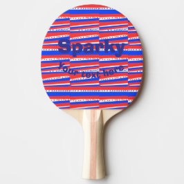 Raquete De Ping Pong Tiras de Círculos Azuis Brancos Vermelhos