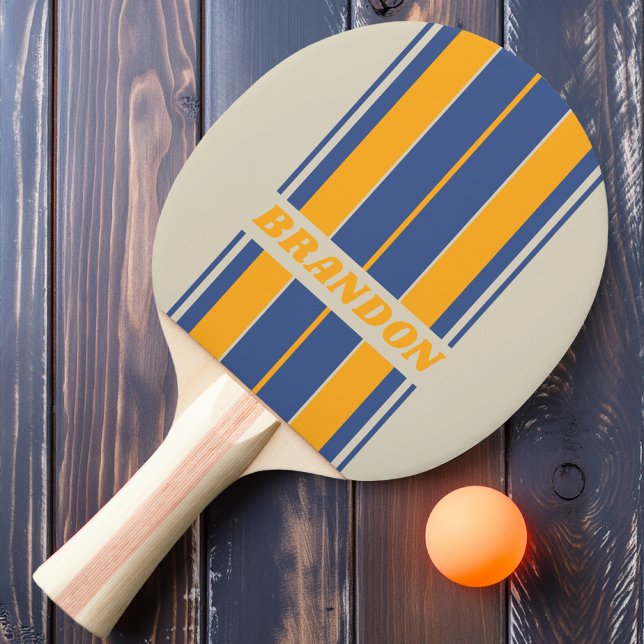 Raquete De Ping Pong Tiras de Conselho Sunset de Esmagamento Azul Retro (Criador carregado)