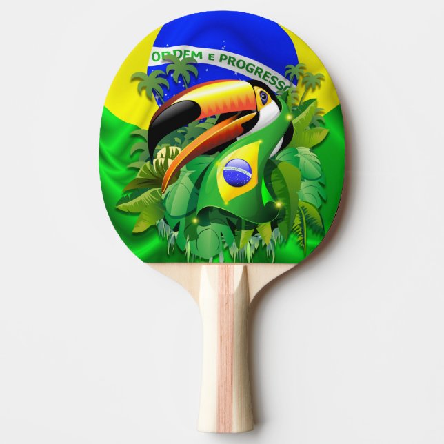 Raquete De Ping Pong Toco Toucan com bandeira do Brasil (Frente)