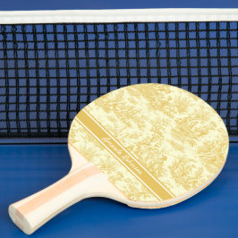 Raquete De Ping Pong Tóile de jouy amarela-vintage