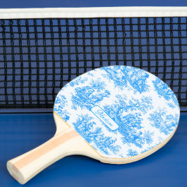 Raquete De Ping Pong Tóile de jouy azul-turquesa Elegante