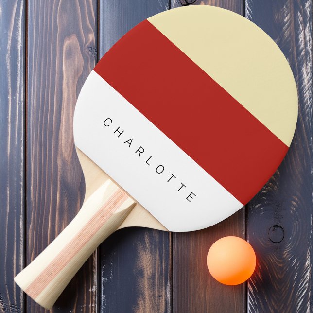 Raquete De Ping Pong Tomate Moderno Três Tom com Nome (Criador carregado)