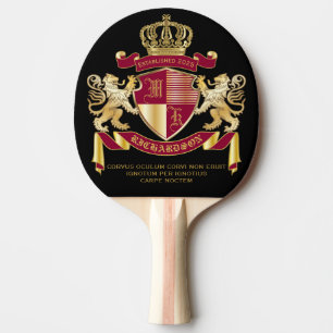 Raquete De Ping Pong Torne o seu Casaco de armas emblema de leão Doura