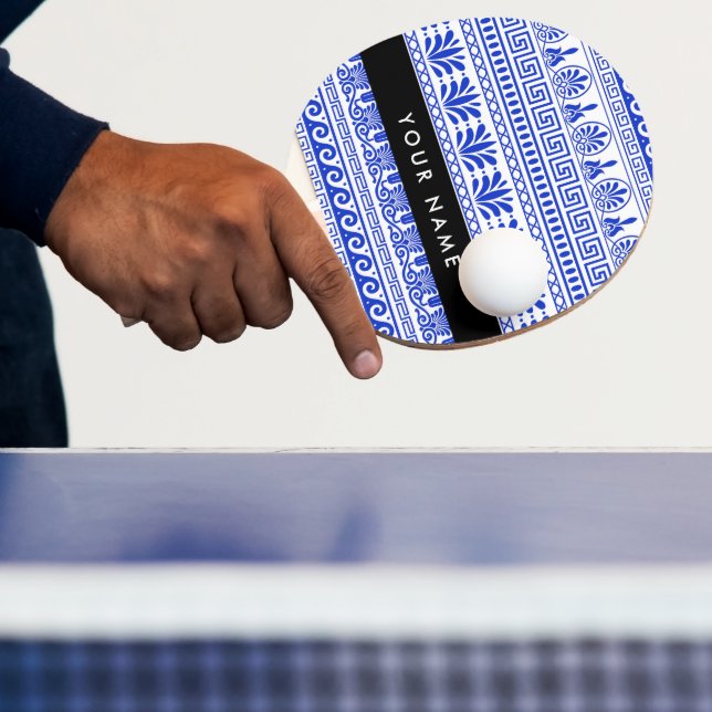 Raquete De Ping Pong Traço Grego, Chave Mista, Azul, Seu Nome (Insitu)