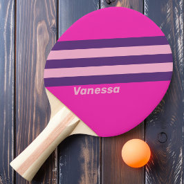 Raquete De Ping Pong Traços do Céu Cor-de-Rosa com Nome