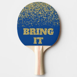 Raquete De Ping Pong Traga-O Dourado Glitter Azul