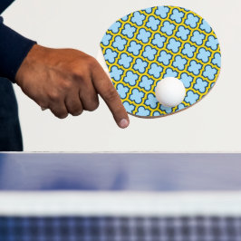 Raquete De Ping Pong Trellis azul e amarela, lete, quatrefoil
