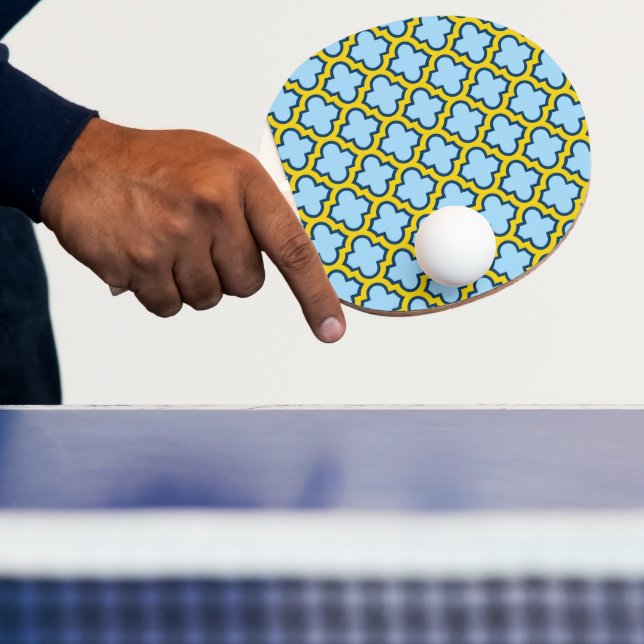 Raquete De Ping Pong Trellis azul e amarela, lete, quatrefoil (Insitu)