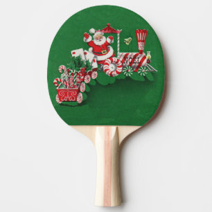 Raquete De Ping Pong Trem dos doces de Peppermint de Papai Noel do