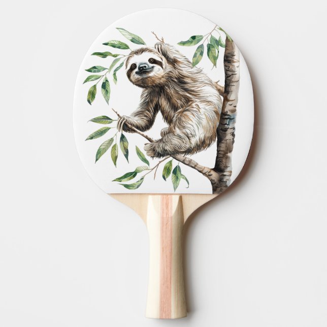 Raquete De Ping Pong Trendy Cute Sloth Em Uma Árvore (Frente)