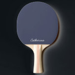 Raquete De Ping Pong Trendy Slate Blue Gray Custom Ping Pong Paddle<br><div class="desc">Personalizable name or text in a cute handwritten looking font. ---- This shade is a deep muted blue-gray with a touch of slate and indigo. Slate Blue Gray – a trendy solid color thoughtfully curated to reflect current design trends. This cool and elegant, moody shade blends deep blue with soft...</div>