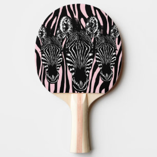 Raquete De Ping Pong Trendy Zebra Herd em Zebra - Impressão Rosa