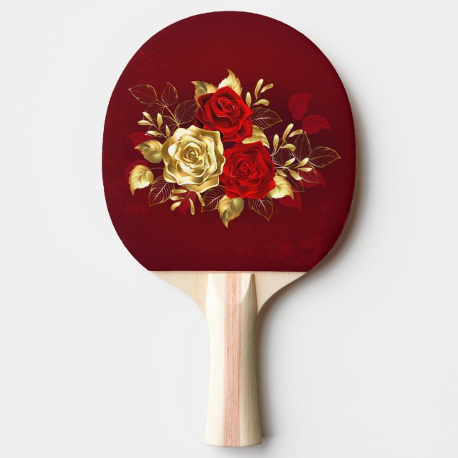 Raquete De Ping Pong Três Rosas de joalharia (Frente)