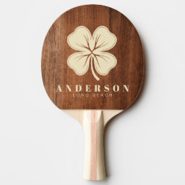 Raquete De Ping Pong Trevo de Quatro Folhas de Madeira de Noz Rústica c