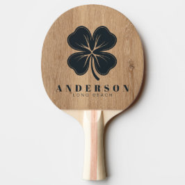 Raquete De Ping Pong Trevo de Quatro Folhas de Madeira de Teca Clara co